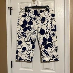Ann Taylor Blue and white floral pattern capris by Ann Taylor